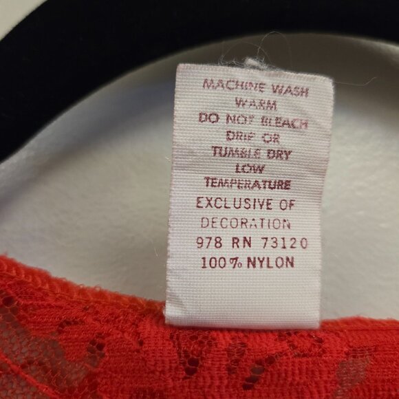 Vintage Fredericks Red Lace Sheer Open Front Robe With Ruffle Trim One Size Nylo - Picture 4 of 6